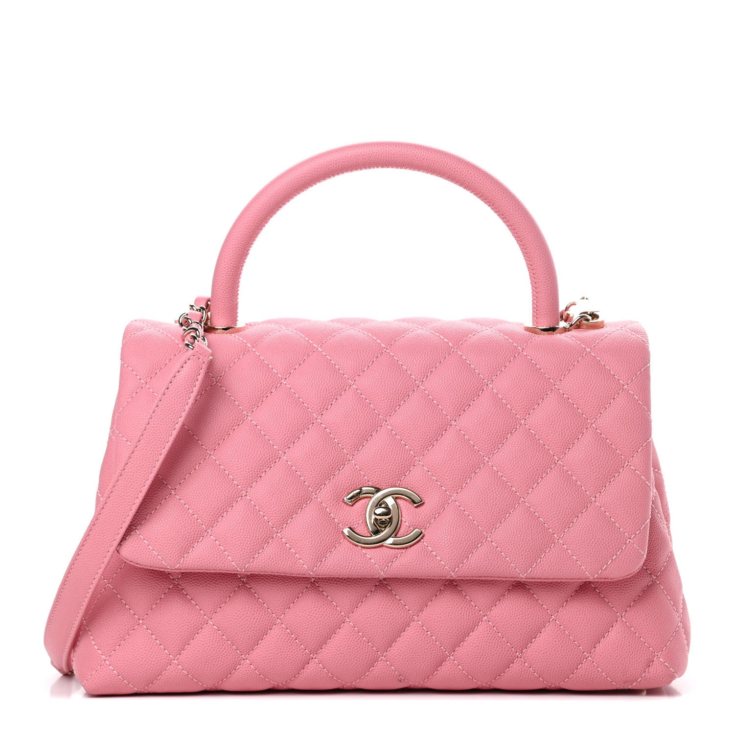 Chanel Caviar Quilted Small Coco Handle Flap Pink 1 of 11