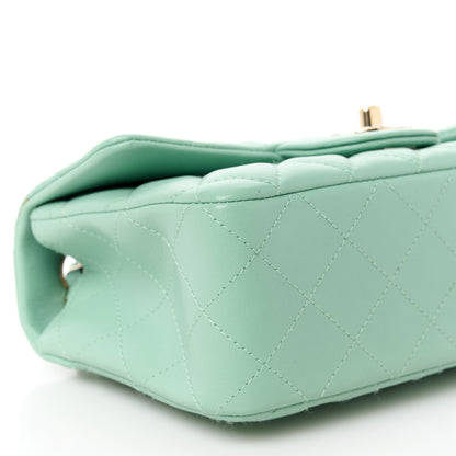 Chanel Lambskin Quilted Mini Rectangular Flap Light Green 10 of 11