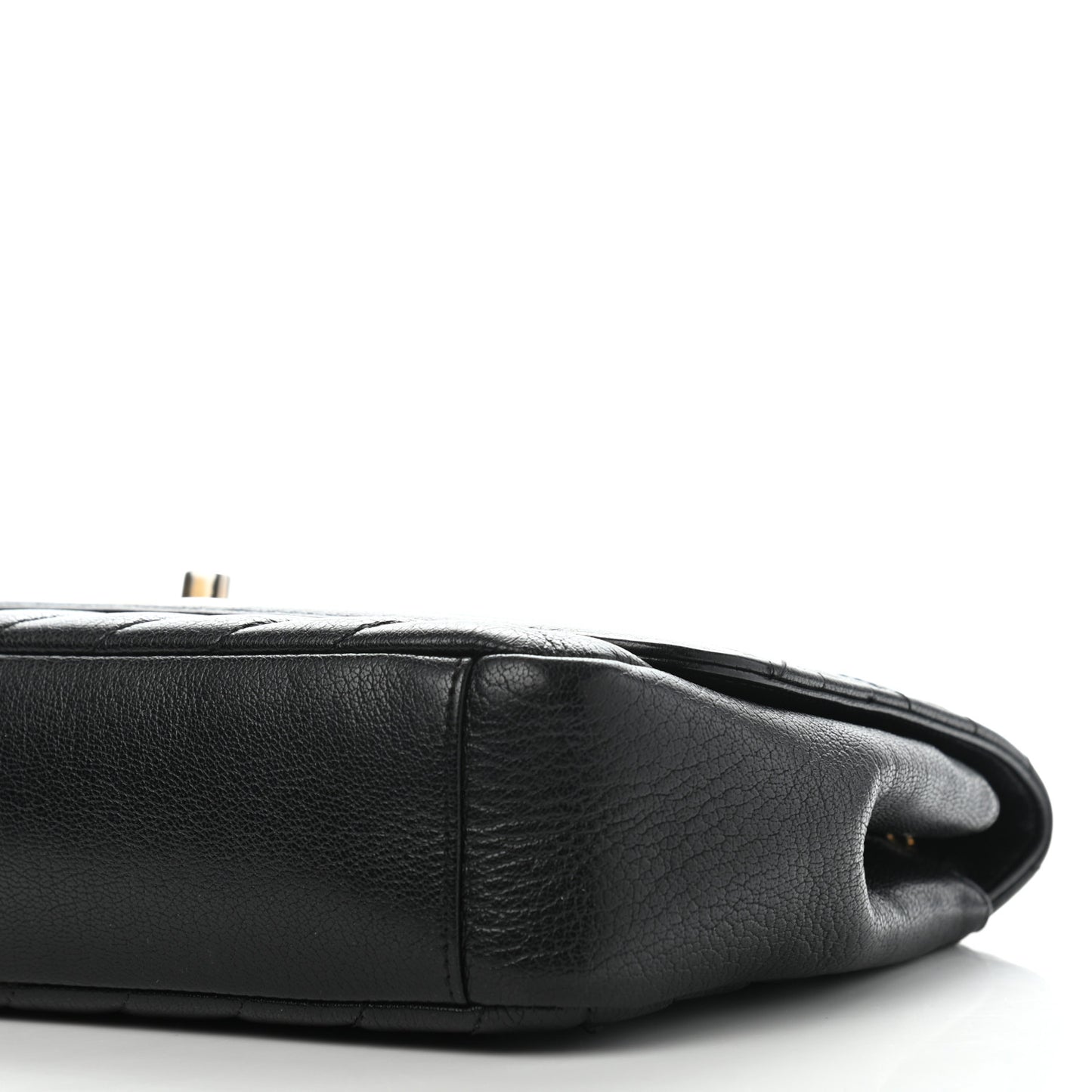 Goatskin Diagonal Quilted Small Flap Black