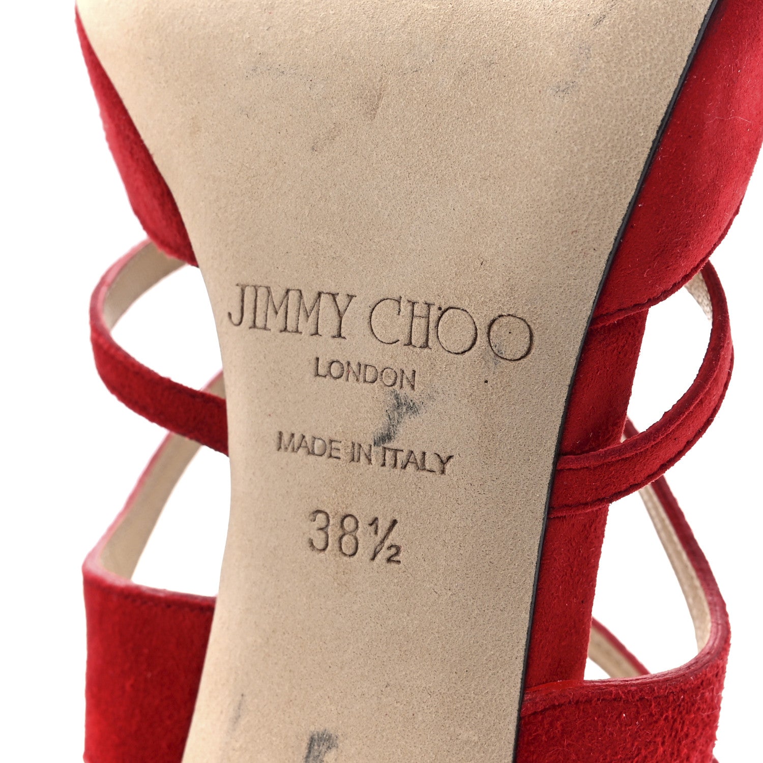 Jimmy Choo Suede Ren 100 Sandals 38.5 Red 6 of 8