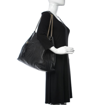 Gucci Pebbled Calfskin Large Soho Chain Shoulder Bag Black 2 of 9