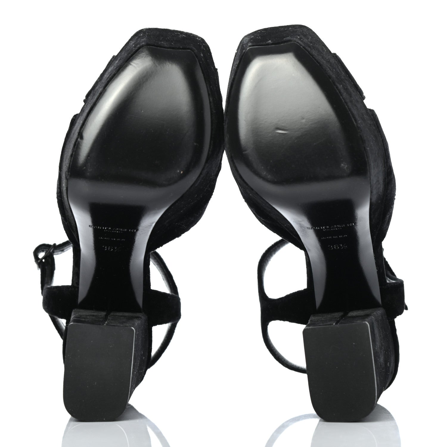 Saint Laurent Crushed Velvet Farrah Platform Sandals 36.5 Black 5 of 11