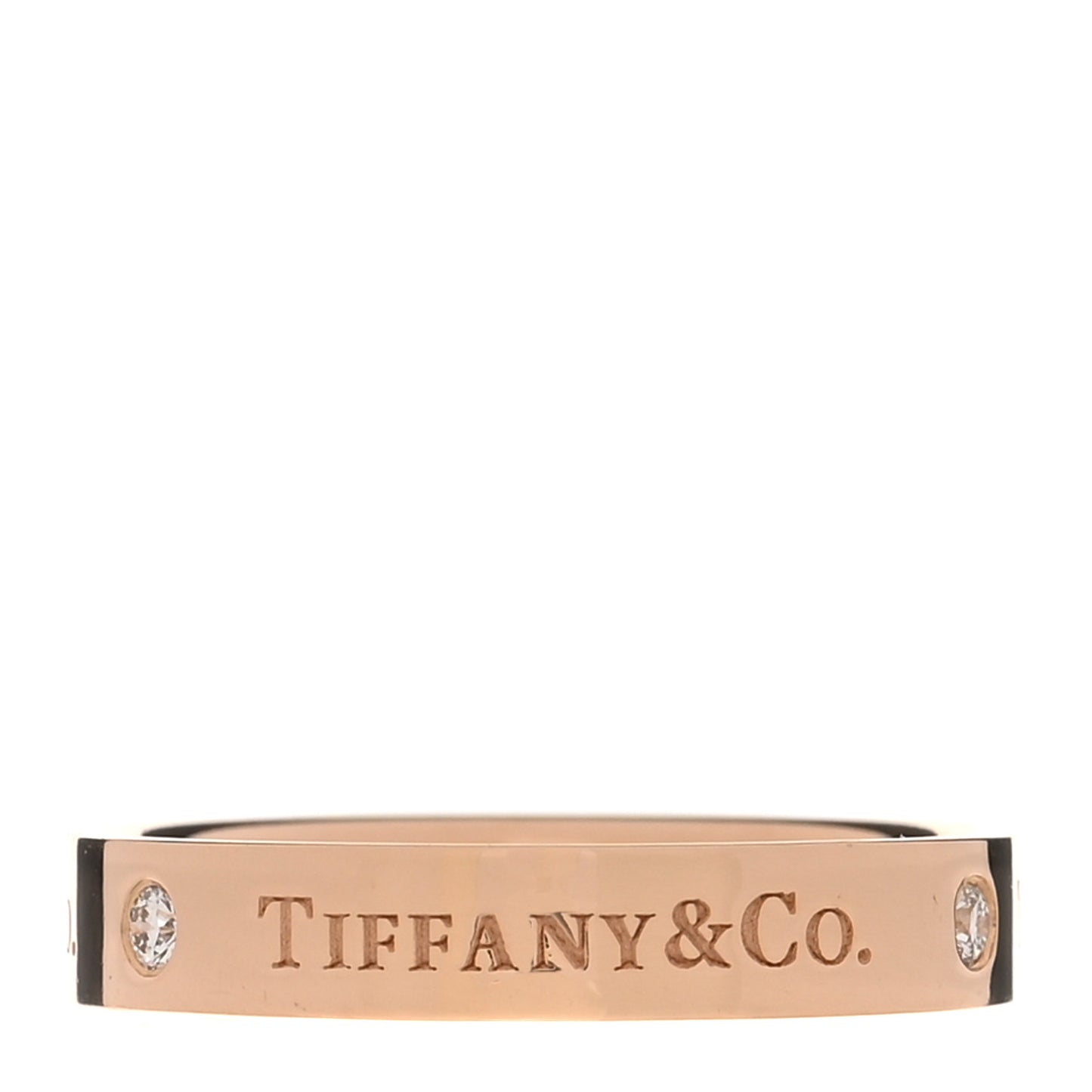 18K Rose Gold Diamond Logo Band Ring 59 8.75