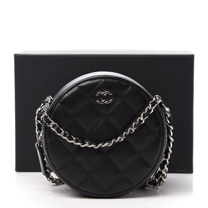 Chanel Lambskin Quilted Round Clutch With Chain Black 11 of 11