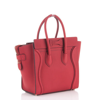 Celine Drummed Calfskin Micro Luggage Red 3 of 7