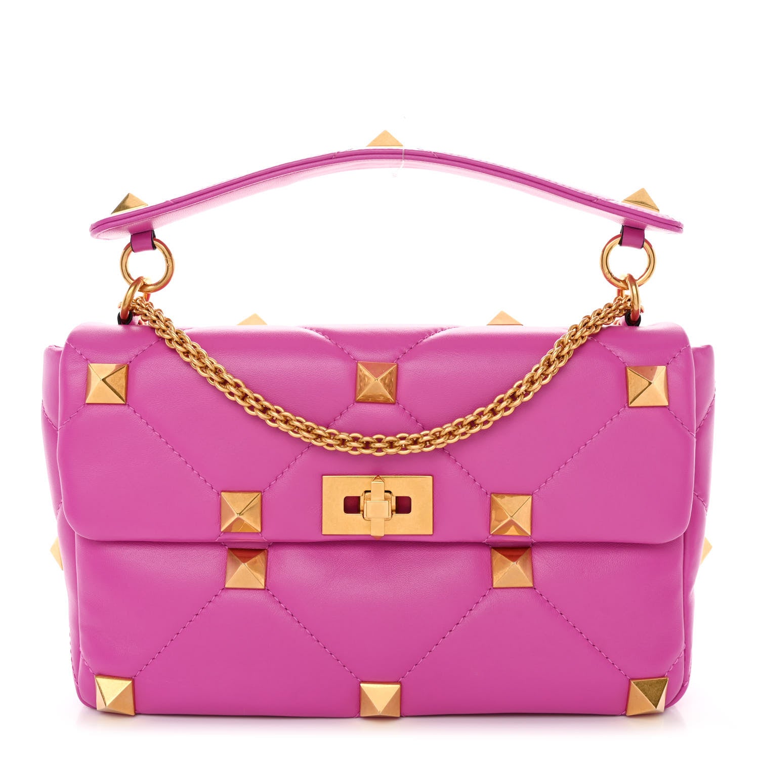 Valentino Garavani Nappa Large Roman Stud Shoulder Bag Radiant Orchid 1 of 9
