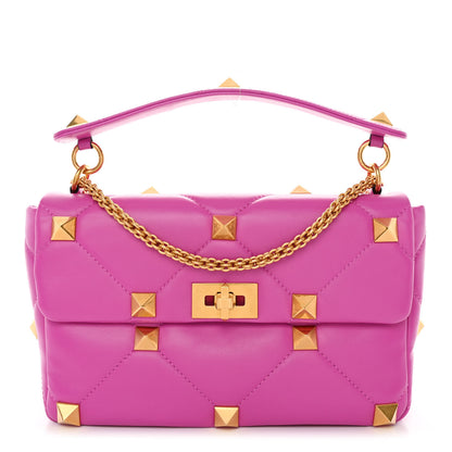 Valentino Garavani Nappa Large Roman Stud Shoulder Bag Radiant Orchid 1 of 9