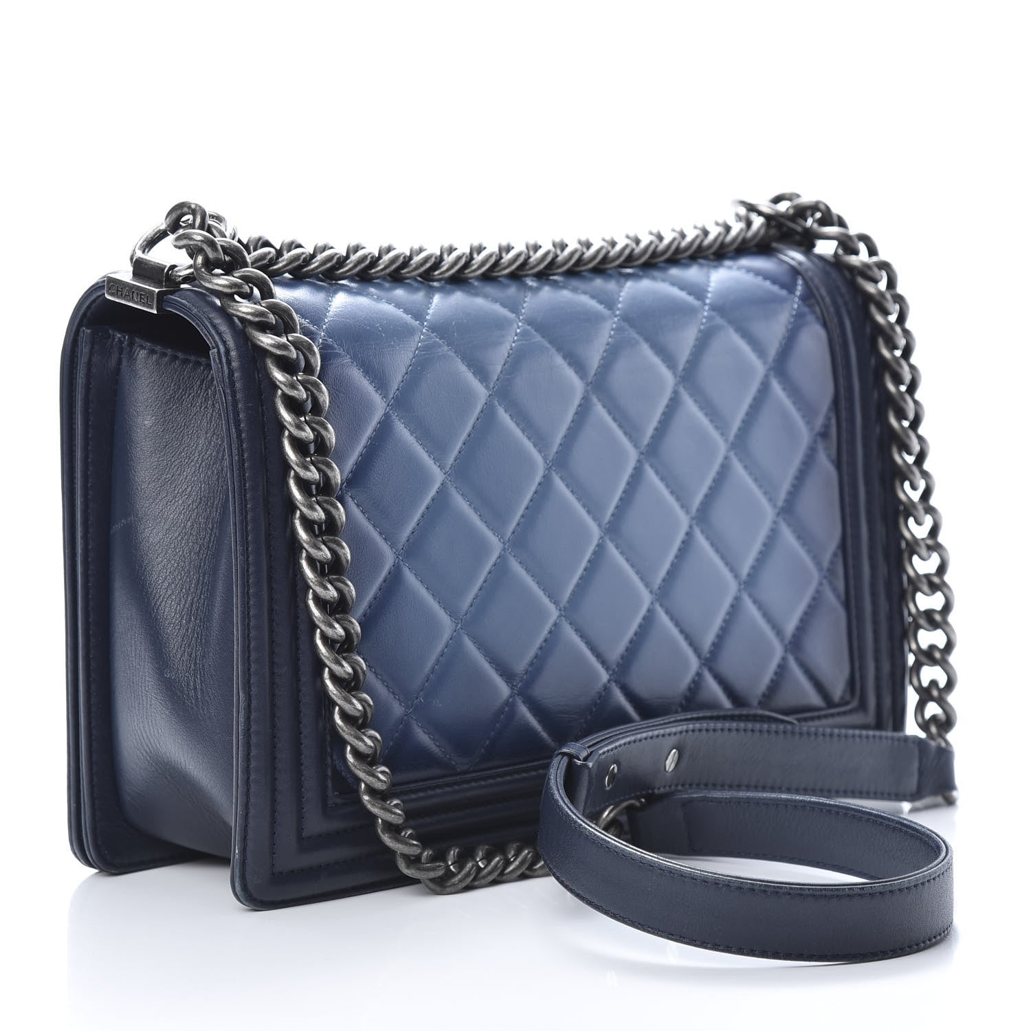 Chanel Calfskin Ombre Faded Quilted New Medium Boy Flap Blue 3 of 16