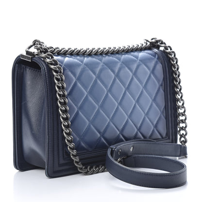 Chanel Calfskin Ombre Faded Quilted New Medium Boy Flap Blue 3 of 16