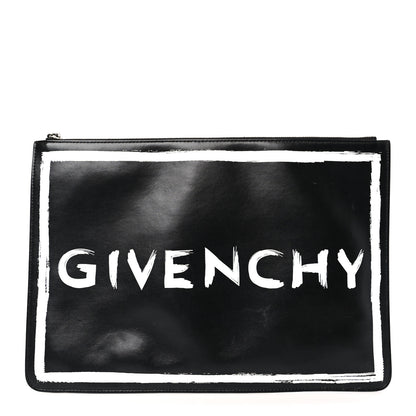 Givenchy Smooth Calfskin Graffiti Paint Logo Pouch Black 1 of 9