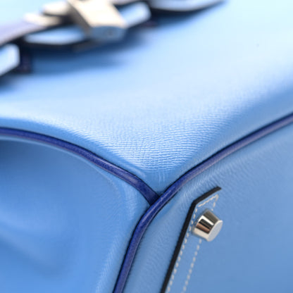 Hermes Epsom Horseshoe Bi Color Birkin 30 Bleu Paradis Bleu Electrique 8 of 13