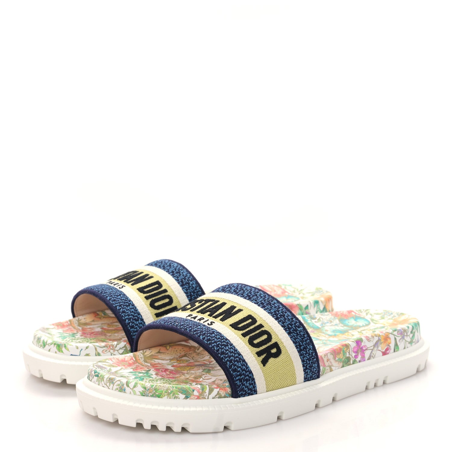 Christian Dior Canvas D-Constellation Embroidered Dway 10mm Slide Sandals 41 White Multicolor 3 of 9