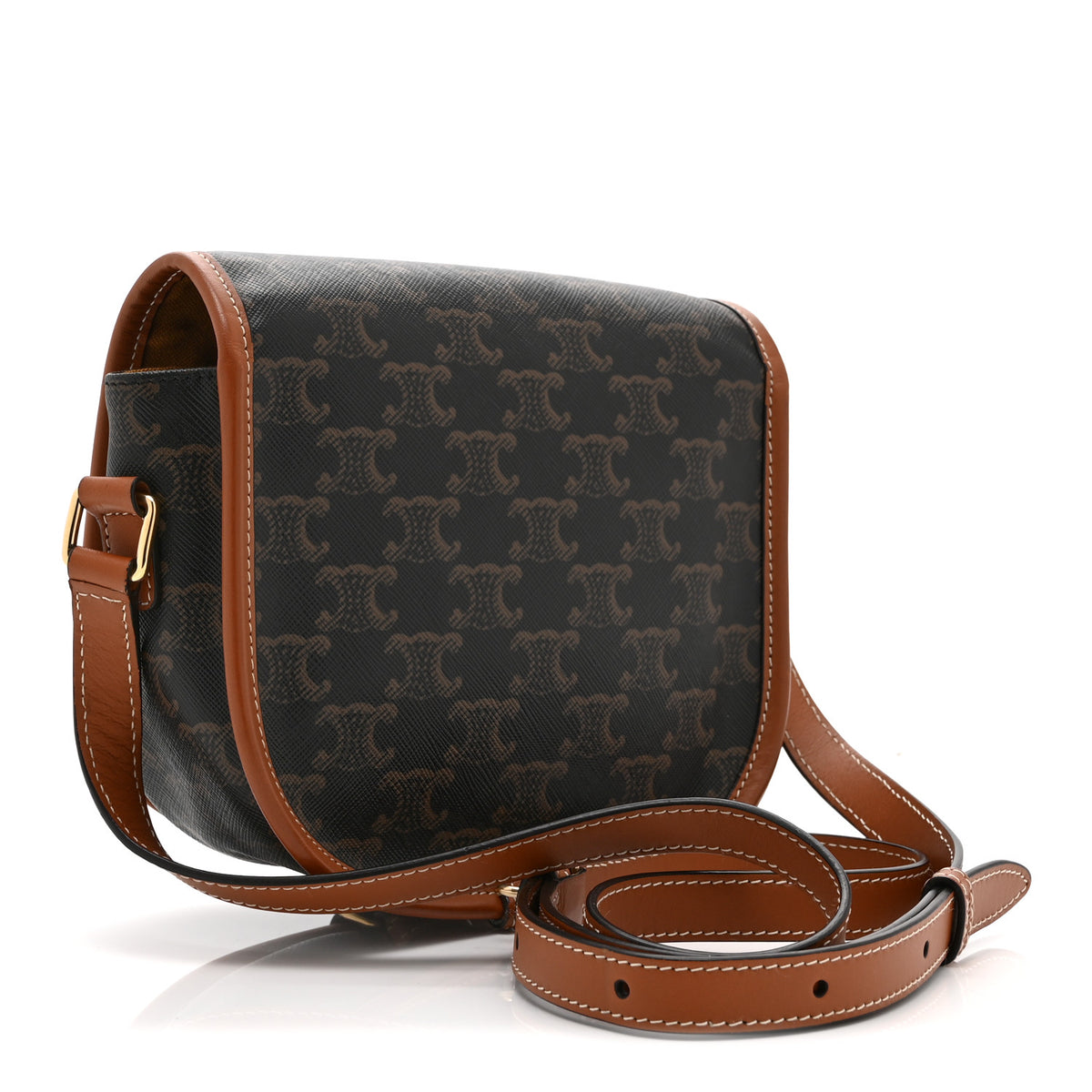 Celine Triomphe Canvas Medium Folco Bag Tan 3 of 10