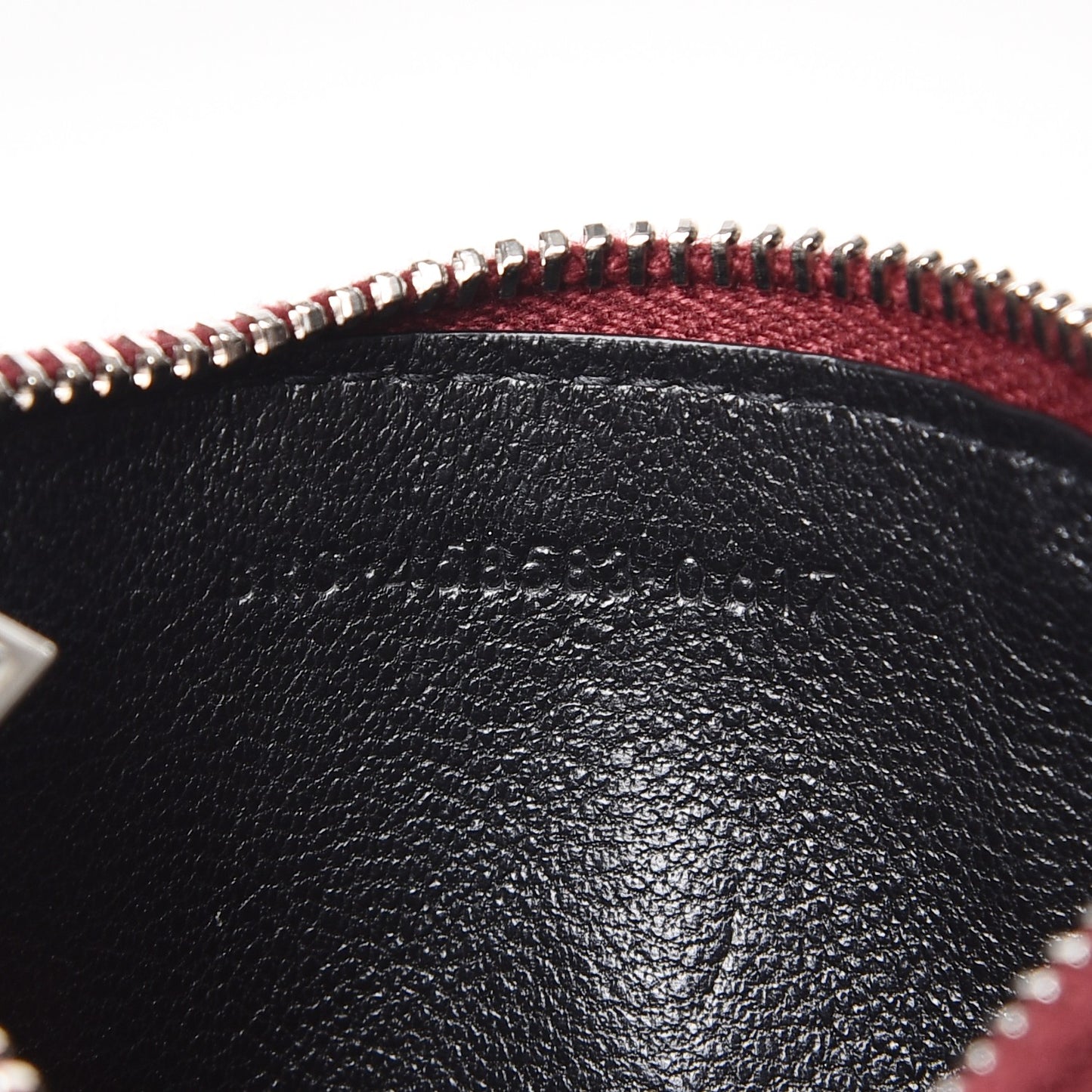 Grained Calfskin 5 Fragments Zip Pouch Card Holder Burgundy