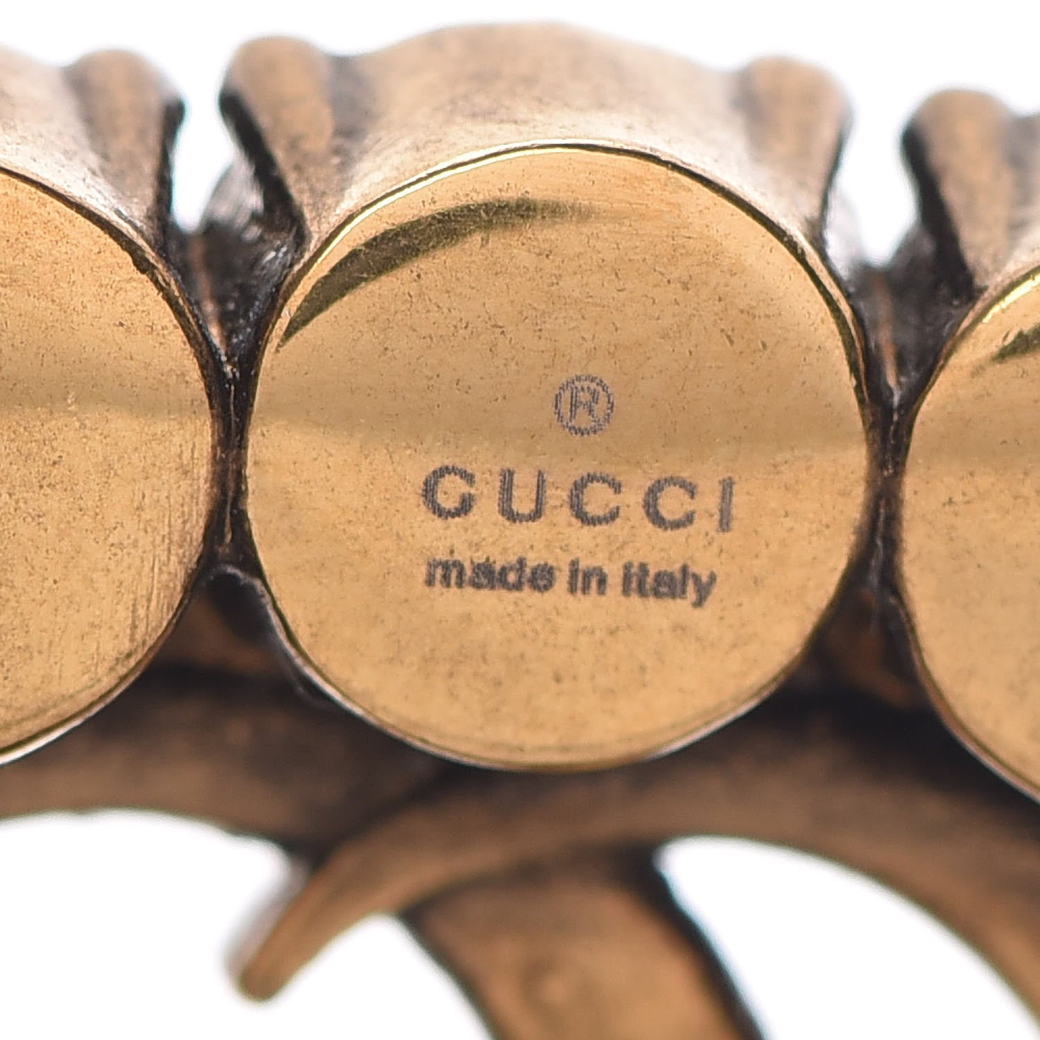 Gucci Metal Crystal Double G Brooch Aged Gold 4 of 5