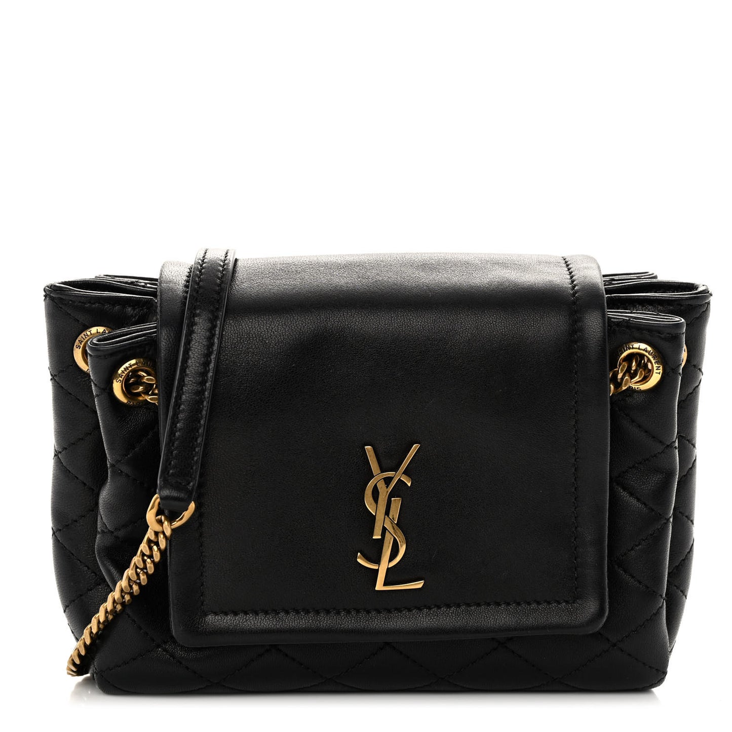 Lambskin Quilted Monogram Mini Nolita Black