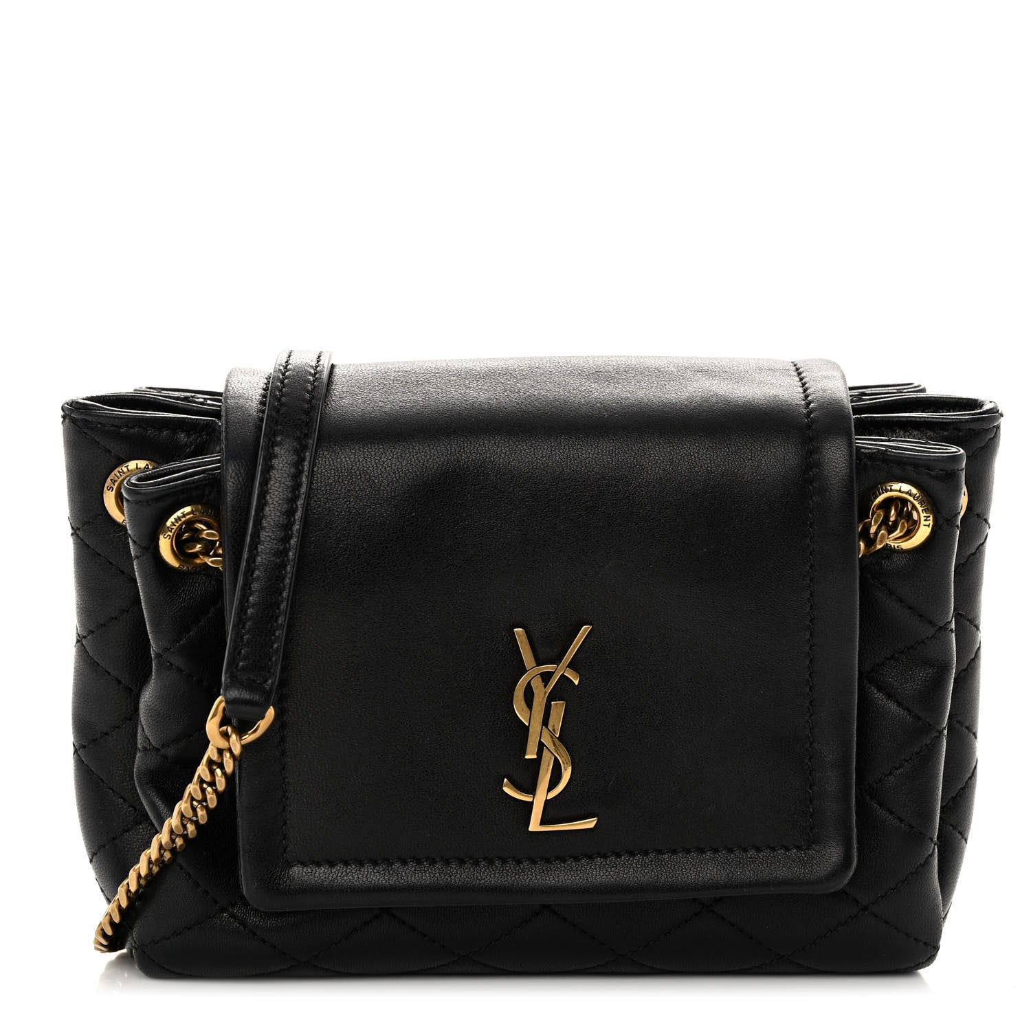 Saint Laurent Lambskin Quilted Monogram Mini Nolita Black 1 of 9