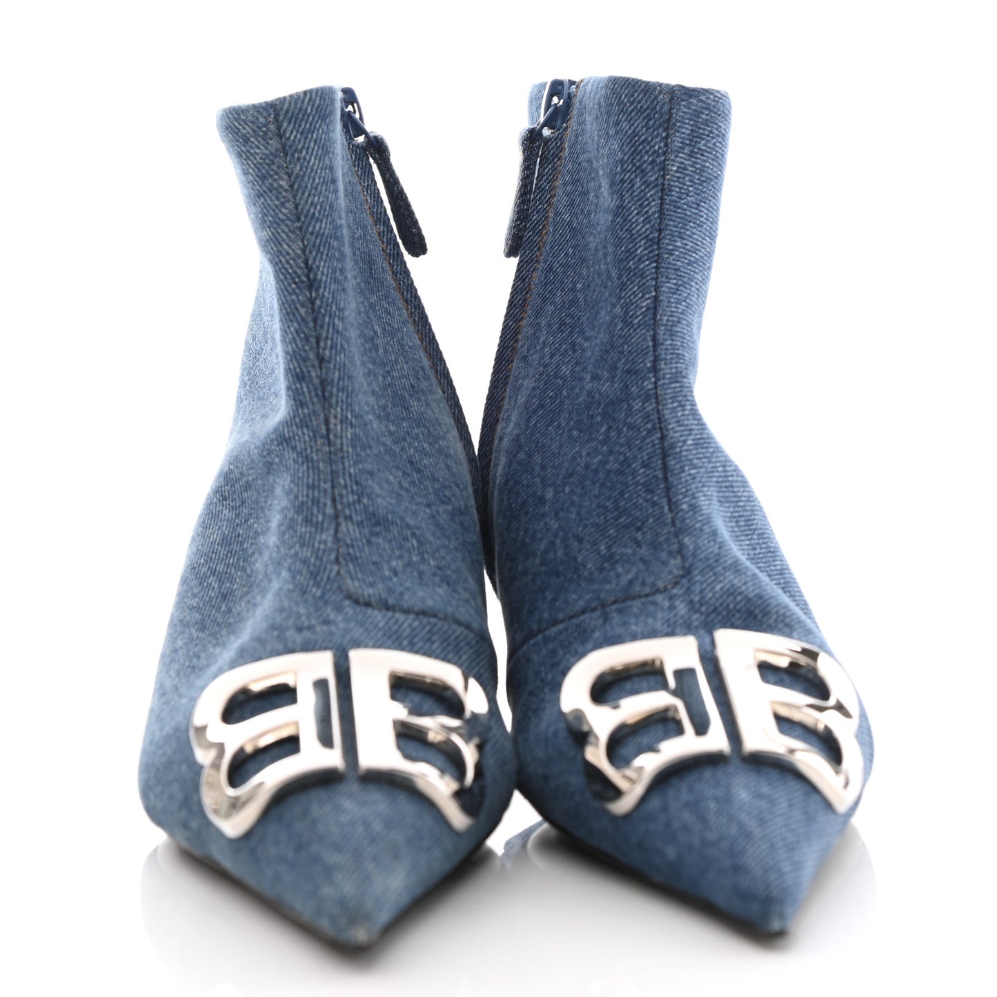Denim BB Pointy Toe Ankle Booties 37 Light Bleu