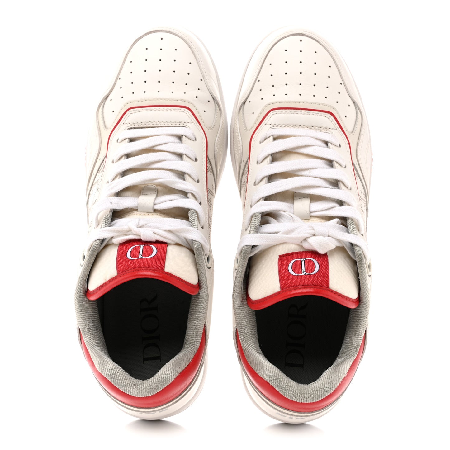 Smooth Calfskin Oblique Galaxy Perforated Mens B27 Low Top Sneakers 44 White Red