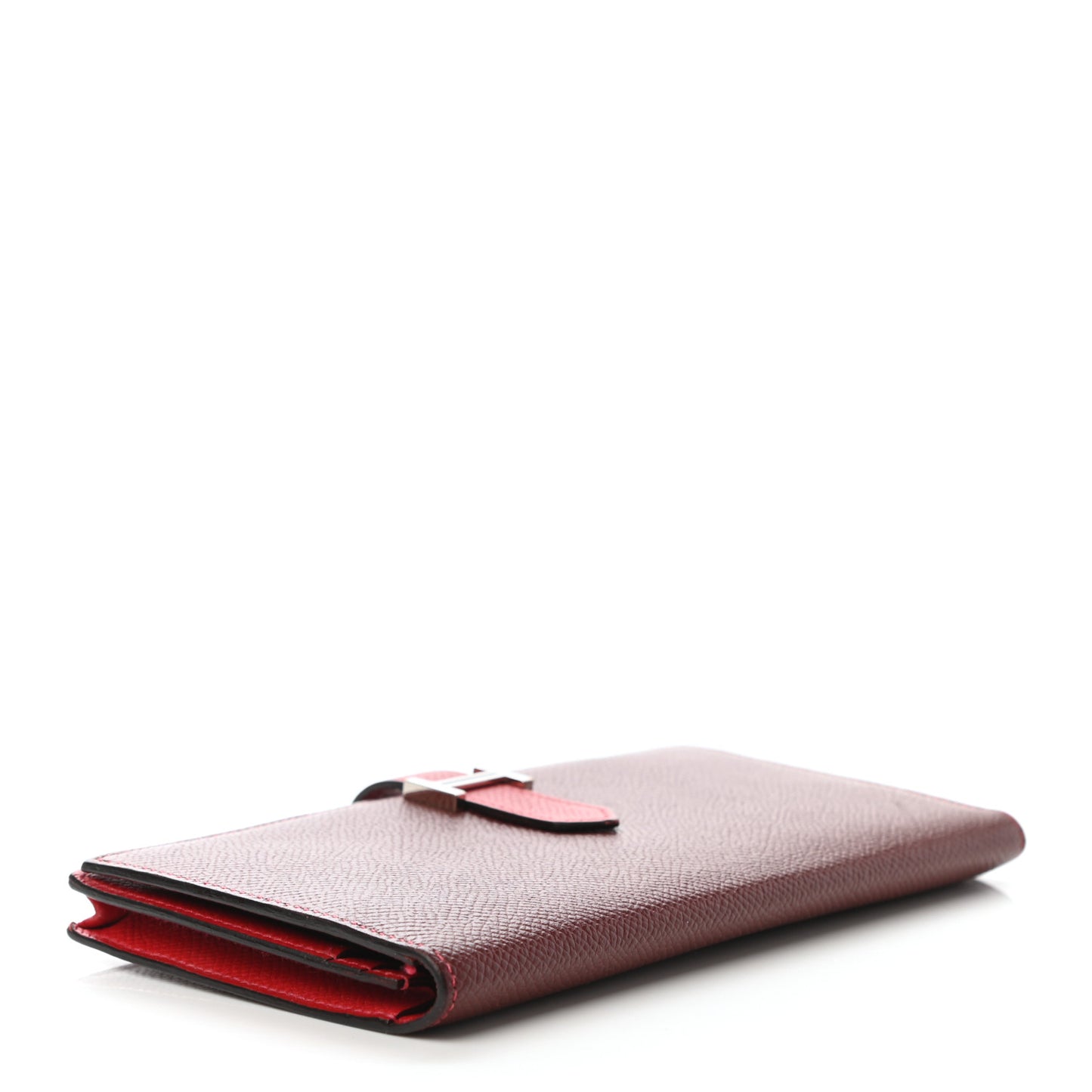 Epsom Bi-Color Bearn Gusset Wallet Rouge H Rouge Casaque
