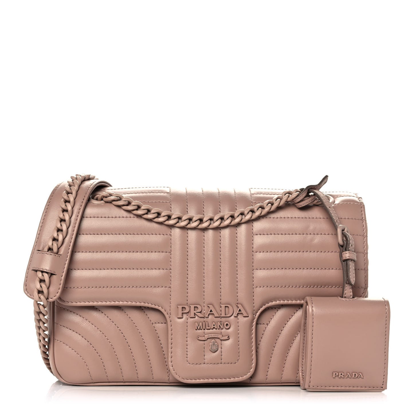 Soft Calfskin Impunture Diagramme Monochrome Medium Chain Flap Shoulder Bag Cipria