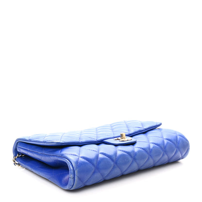 Chanel Lambskin Quilted Clutch Flap Blue 4 of 10