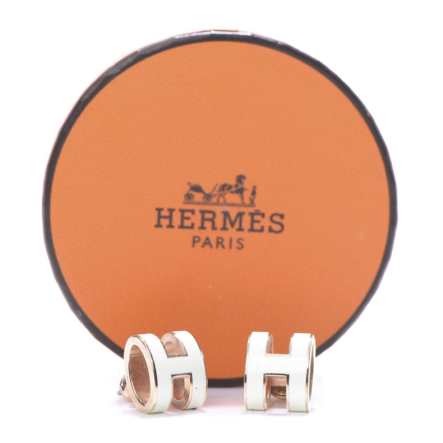 Rose Gold Lacquered Pop H Earrings Ecru