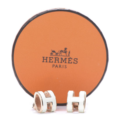 Hermes Rose Gold Lacquered Pop H Earrings Ecru 5 of 5