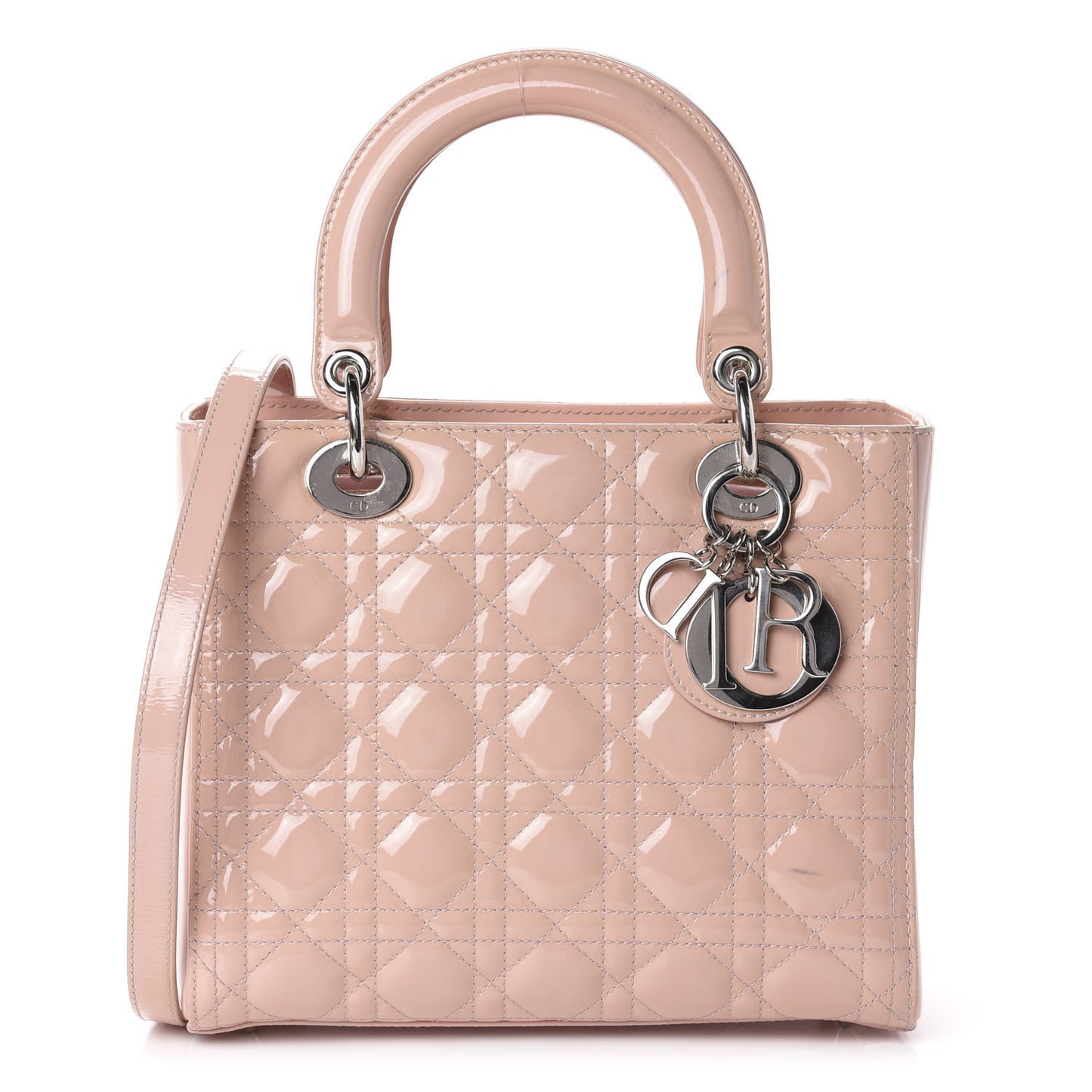 Patent Cannage Medium Lady Dior Rose Clair
