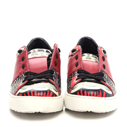 Valentino Garavani Calfskin Mime Rockstud Open Sneakers 39 Red White Black 2 of 11