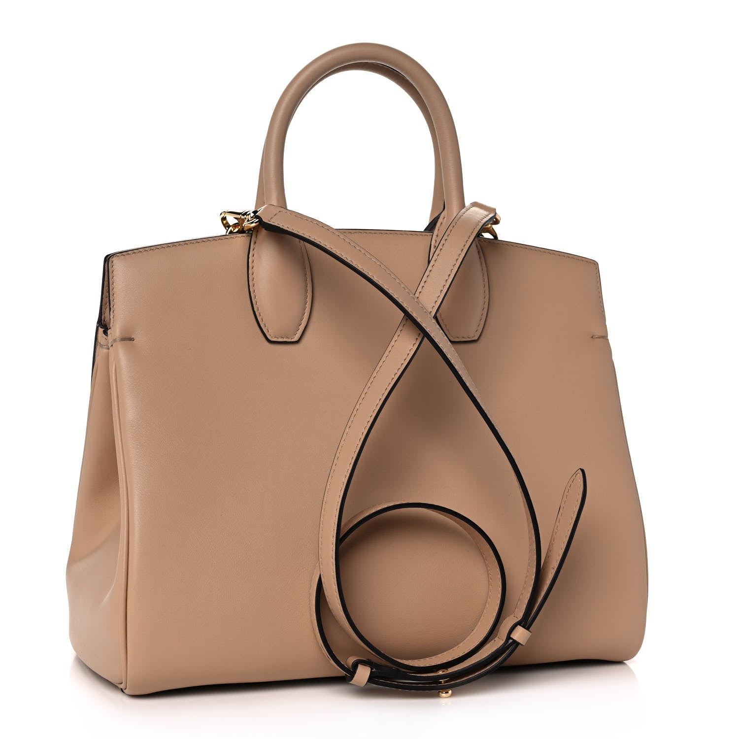 Salvatore Ferragamo Calfskin Medium Studio Bag Almond 2 of 9