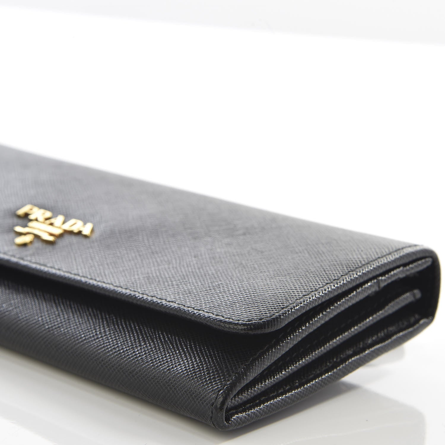 Prada Saffiano Metal Continental Flap Wallet Black 6 of 7