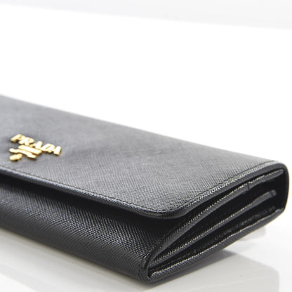 Prada Saffiano Metal Continental Flap Wallet Black 6 of 7