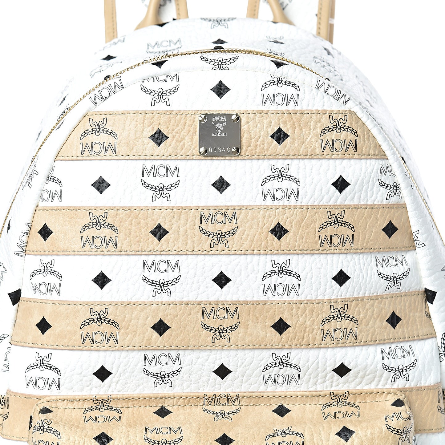 Metallic Visetos Striped Medium Stark Backpack White Beige