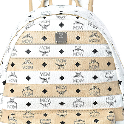 MCM Metallic Visetos Striped Medium Stark Backpack White Beige 7 of 12