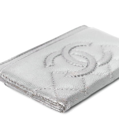 Chanel Metallic Caviar Quilted Card Holder Silver 9 of 10