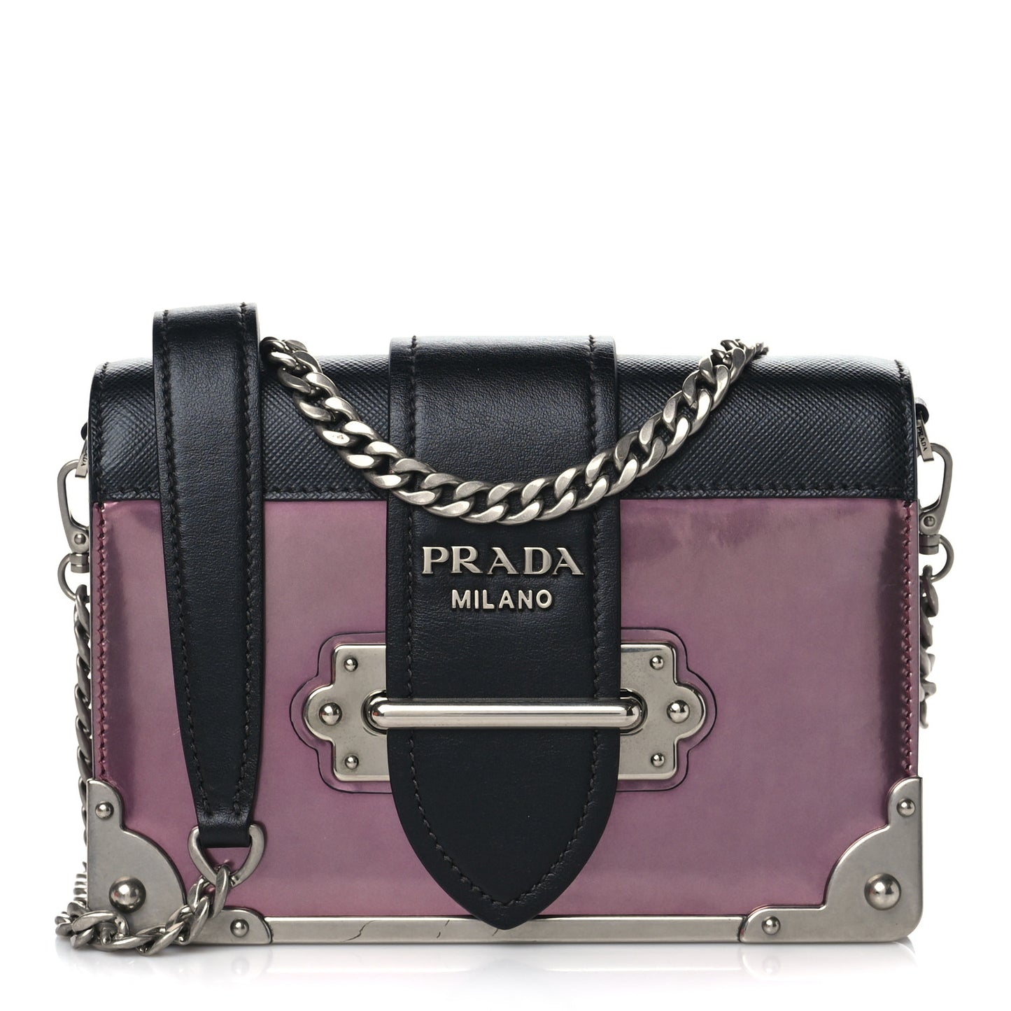 Metallic Vitello Saffiano Cahier Bag Ibisco Black