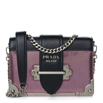 Prada Metallic Vitello Saffiano Cahier Bag Ibisco Black 1 of 8