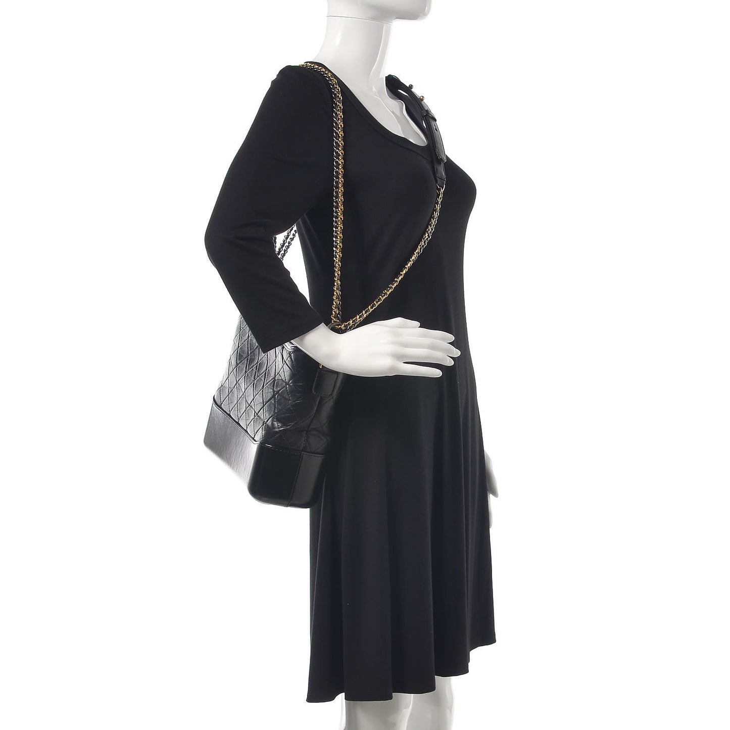 Aged Calfskin Quilted Medium Gabrielle Hobo Black
