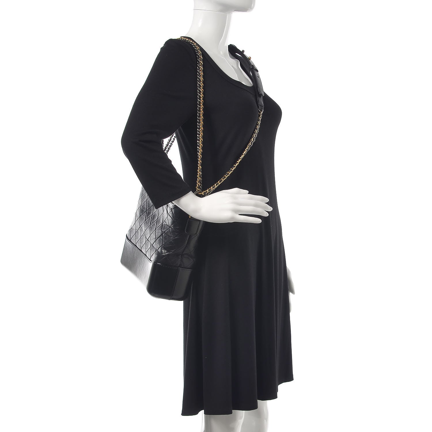 Chanel Aged Calfskin Quilted Medium Gabrielle Hobo Black 3 of 11