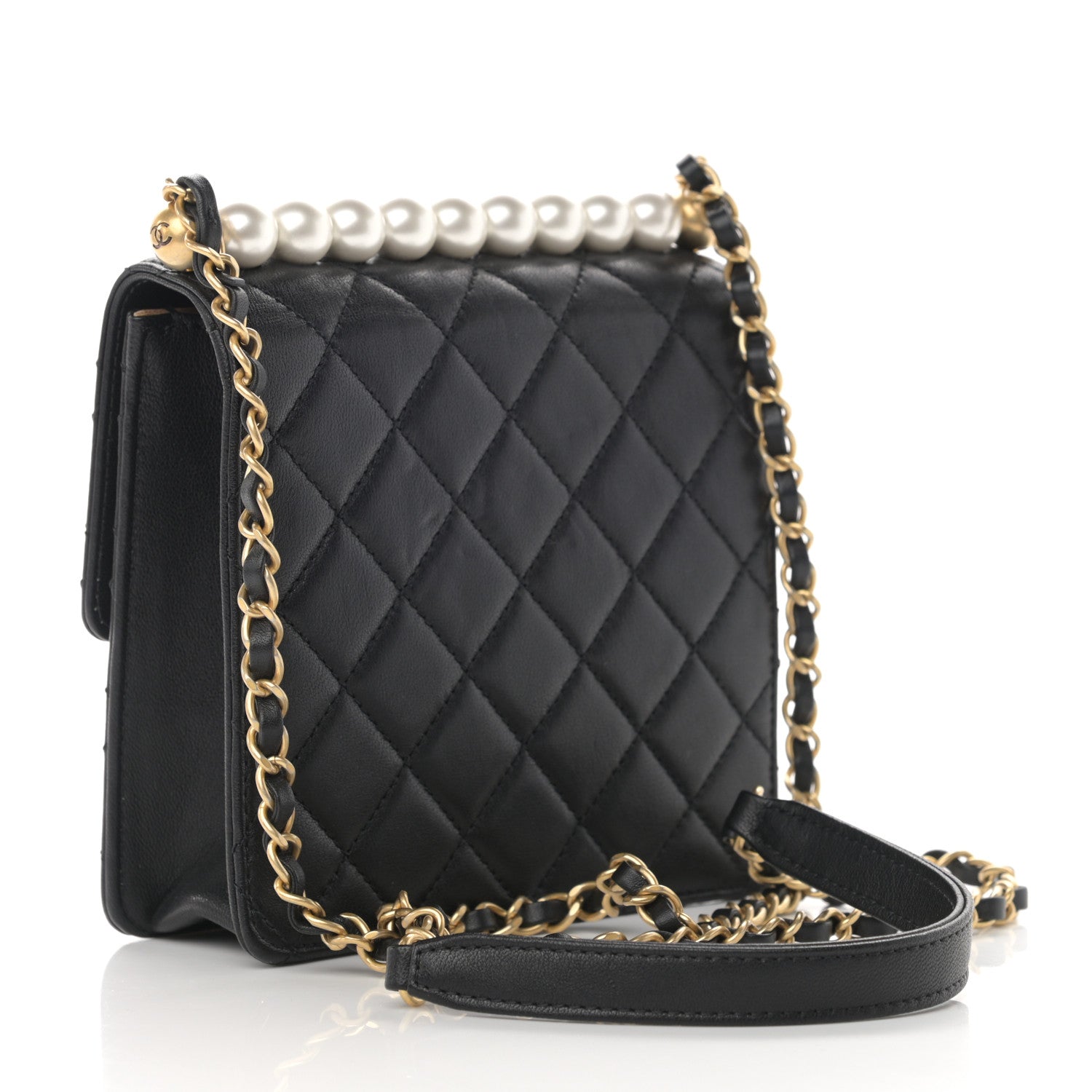 Chanel Goatskin Quilted Chic Pearls Flap Black 3 of 11