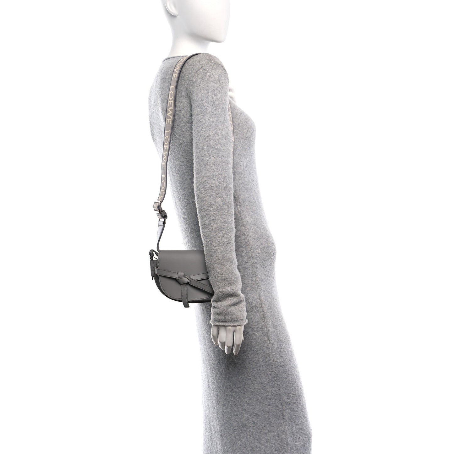 Calfskin Jacquard Mini Gate Dual Bag Ash Grey