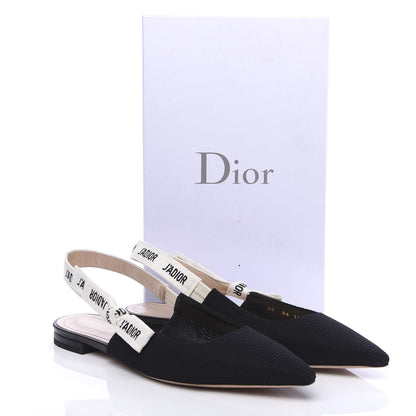 Christian Dior Technical Canvas Ribbon J'Adior Slingback Ballet Flats 39 Black 10 of 10