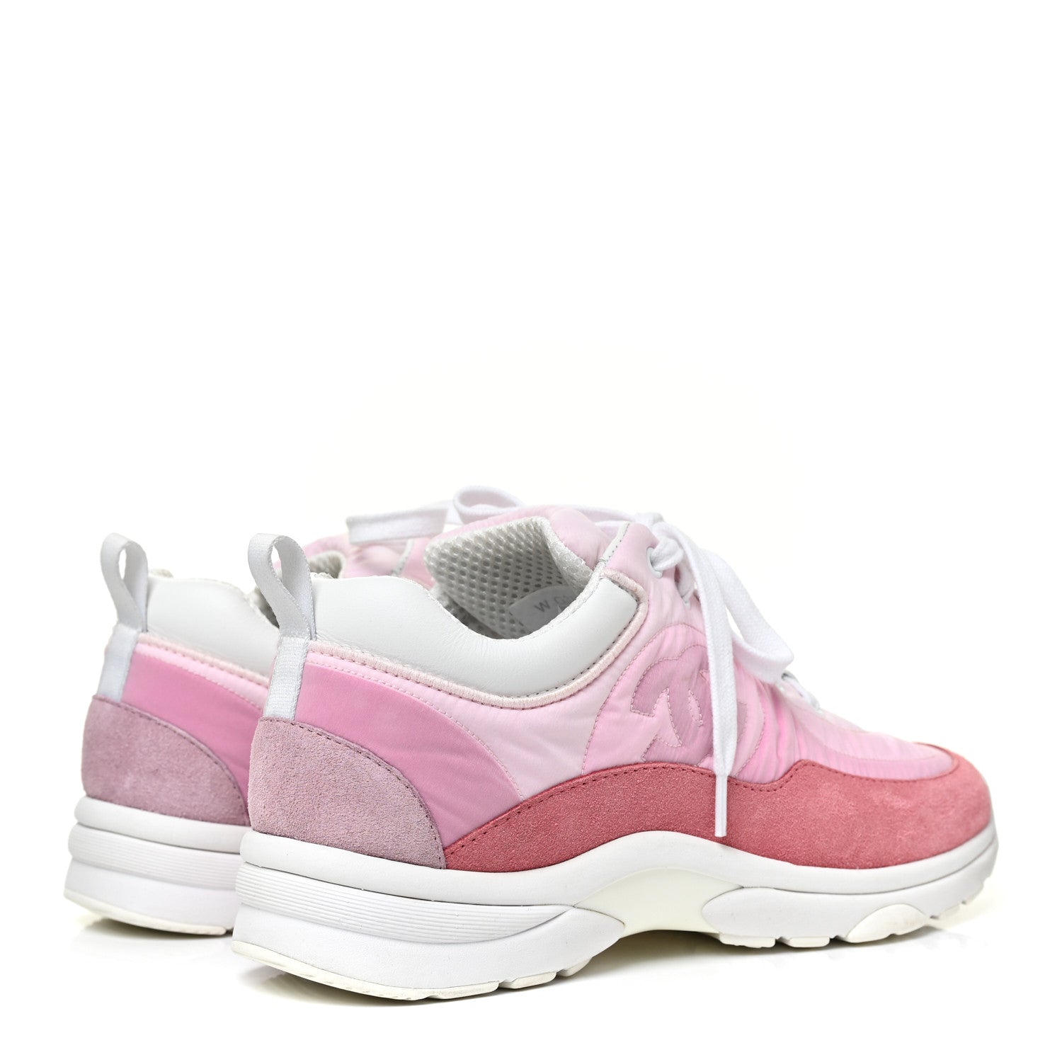 Chanel Nylon Calfskin Suede Womens CC Sneakers 38 Pink 4 of 13