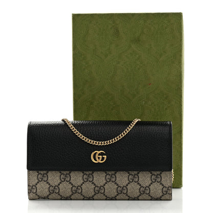 Gucci Dollar Calfskin GG Supreme Monogram Petite GG Marmont Wallet Chain Bag Black Beige Ebony 7 of 7