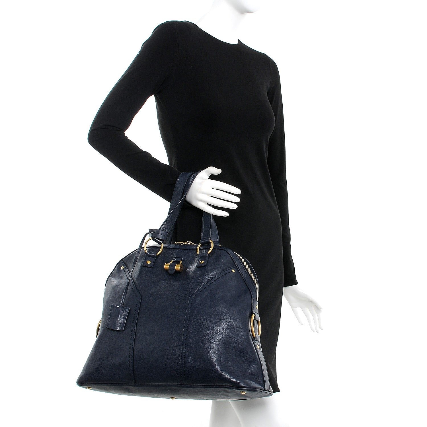 Saint Laurent Calfskin Oversized Muse Navy Blue 2 of 6