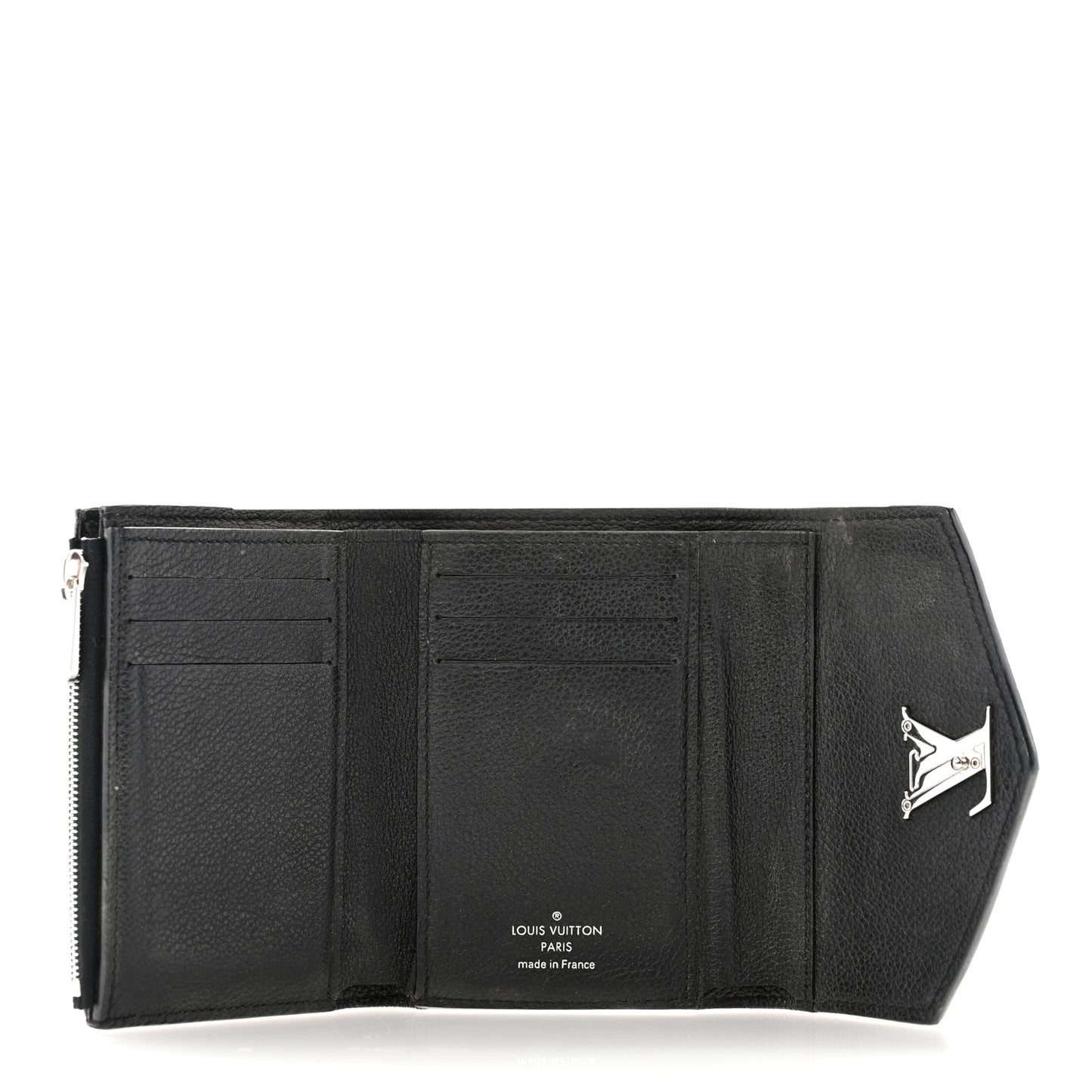 Soft Calfskin My Lockme Compact Wallet Black