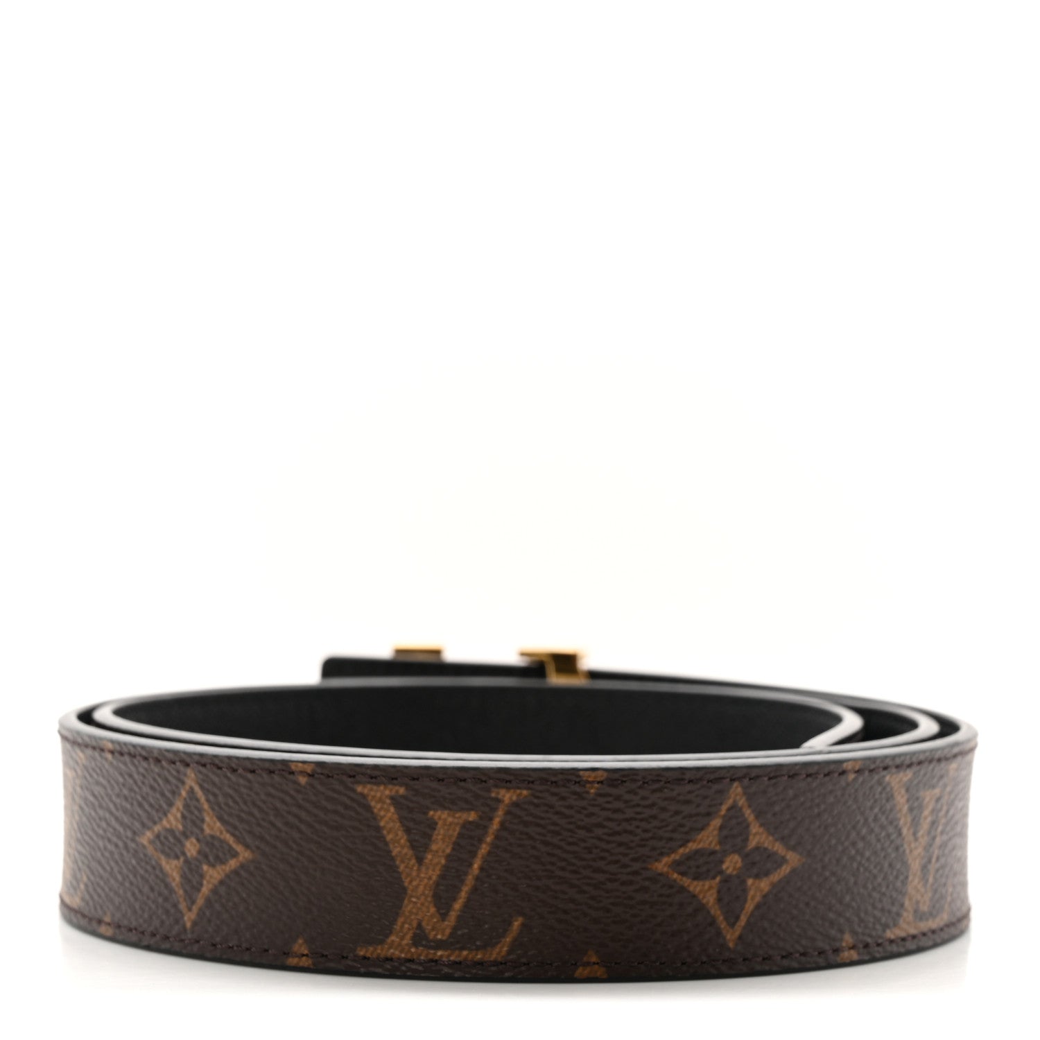 Louis Vuitton Calfskin Monogram 30mm LV Initiales Reversible Belt 85 34 Black 3 of 8