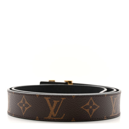 Louis Vuitton Calfskin Monogram 30mm LV Initiales Reversible Belt 85 34 Black 3 of 8
