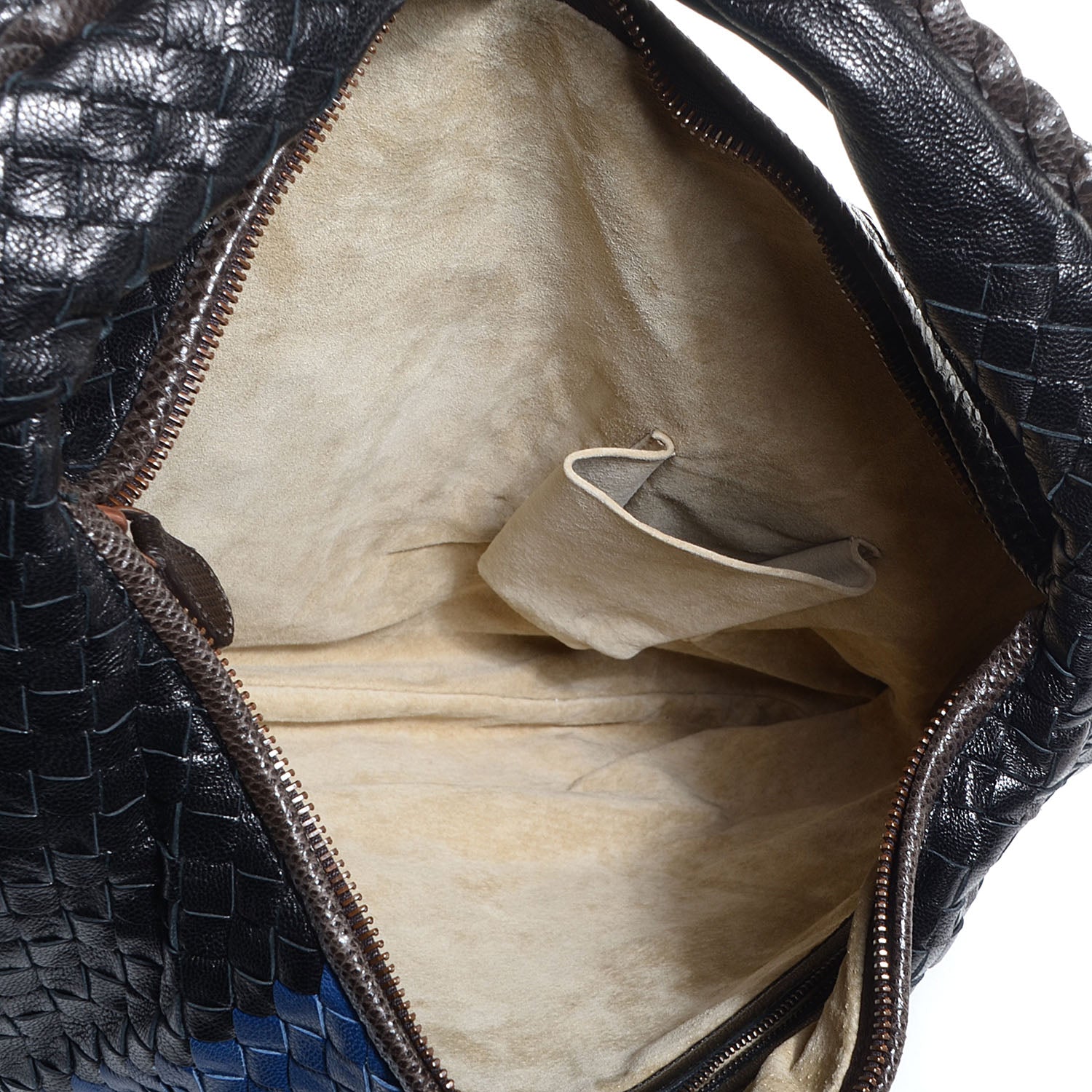 Bottega Veneta Shiny Goatskin Intrecciato Karung Large Veneta Hobo Cobalt Nero 5 of 8